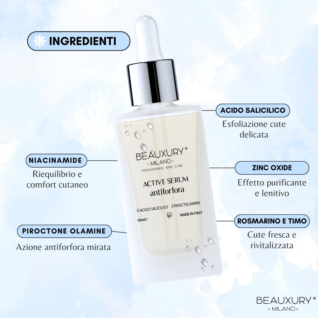 Siero Cute Antiforfora 50 ml Beauxury Milano – Trattamento Leave-In Purificante con Piroctone Olamine, Acido Salicilico, Niacinamide e Zinco