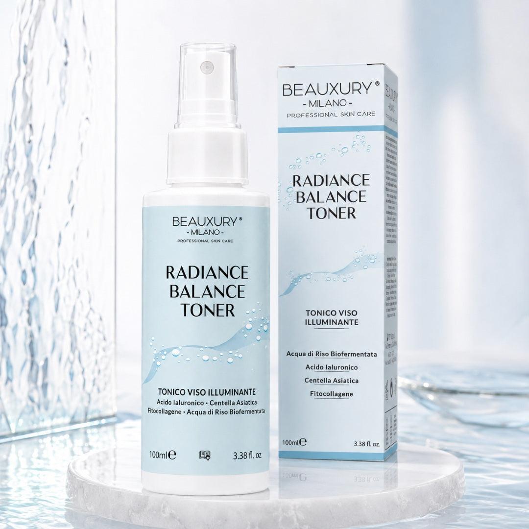 Tonico Viso Idratante Illuminante - Radiance Balance Toner 100 ml – con Acido Ialuronico, Betaina, Centella Asiatica e Fermenti