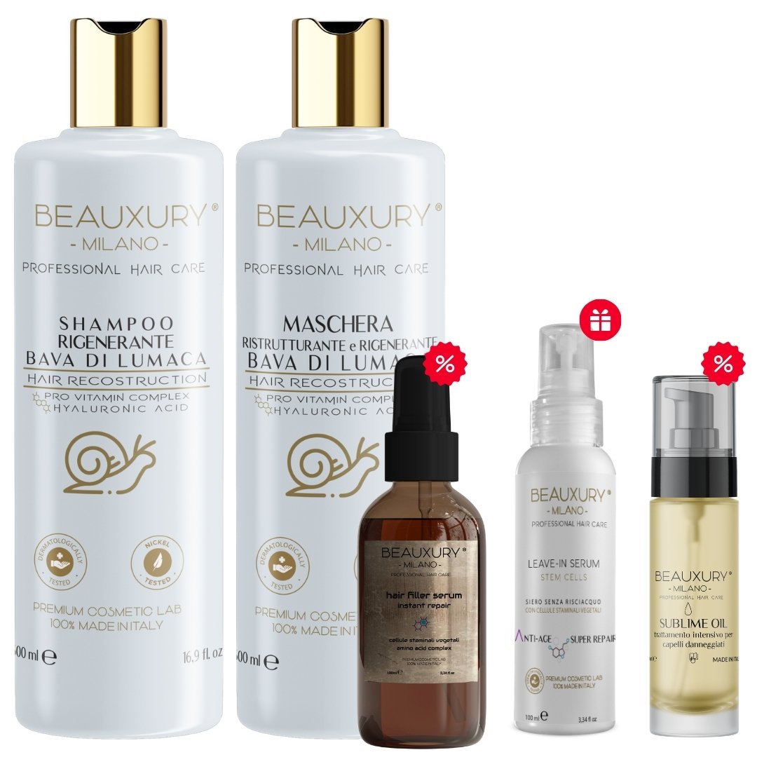 Kit Ricostruzione 500ML con Filler Lamellare e Sublime Oil per Capelli Danneggiati Lisci e Mossi | Pro Vitamin Complex Bundle