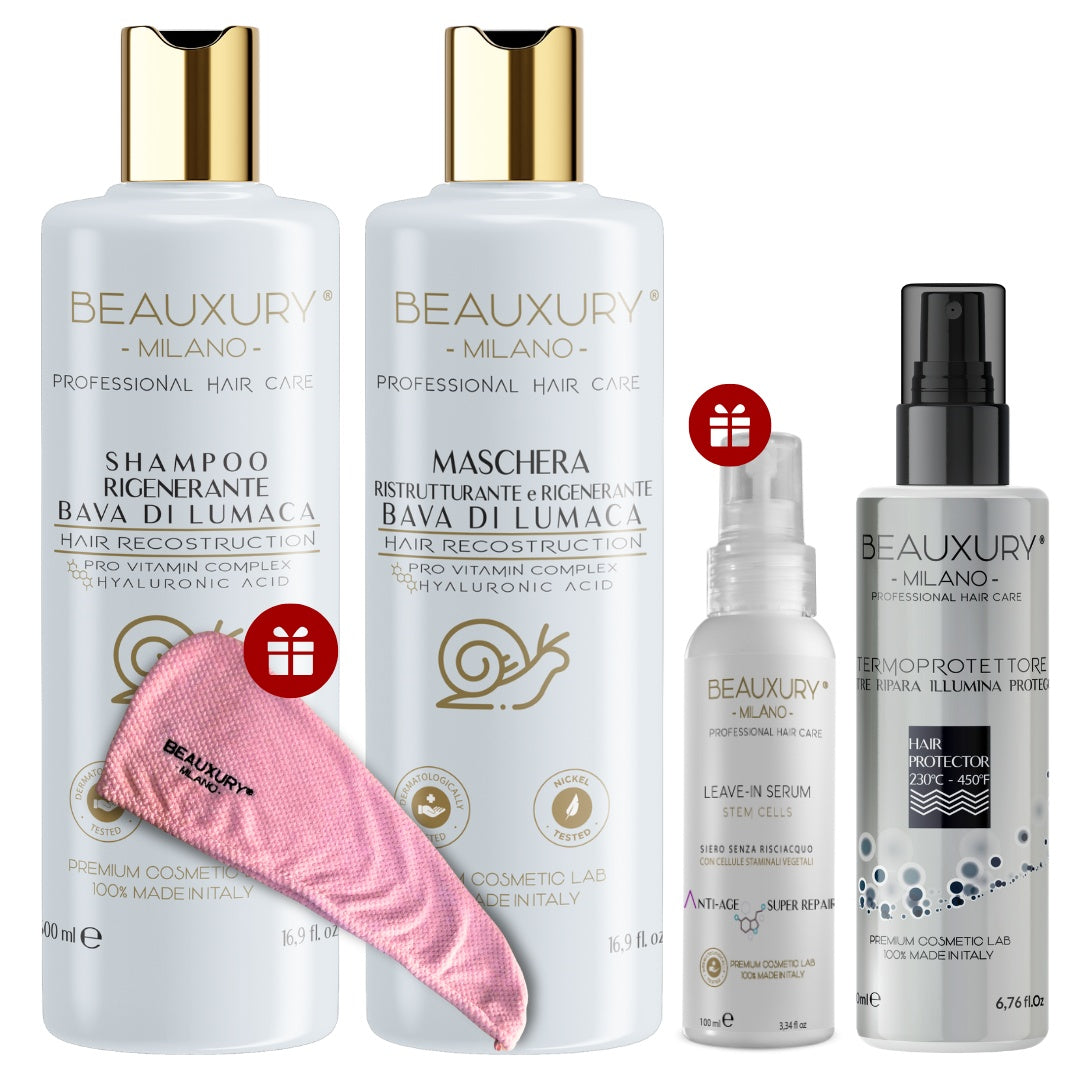 Kit Ricostruzione con Termoprotettore 230° C per Capelli Danneggiati Lisci e Mossi | Pro Vitamin Complex Bundle