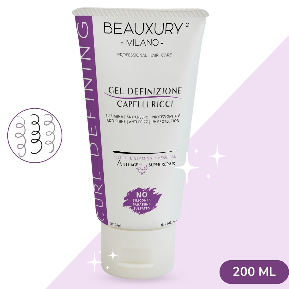 Gel Definizione Proteico per Ricci 200 ML - Protezione UV, Illumina, Anticrespo - Cellule Staminali Vegetali, Cheratina