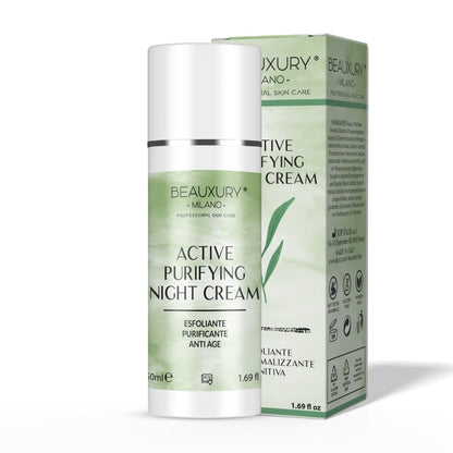 Crema Notte Purificante Beauxury Milano 50ml – Trattamento Viso Anti-Impurità con Niacinamide, Tea Tree e Acido Azelaico