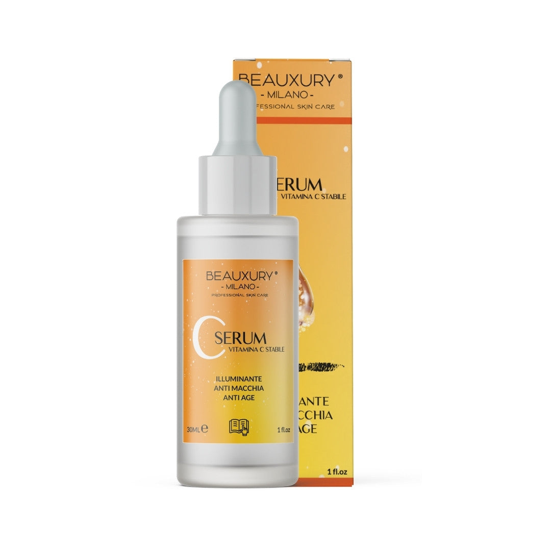 Siero Viso Antimacchia Illuminante Anti-Age con Vitamina C Stabilizzata e Niacinamide – Beauxury Milano – 30 ml