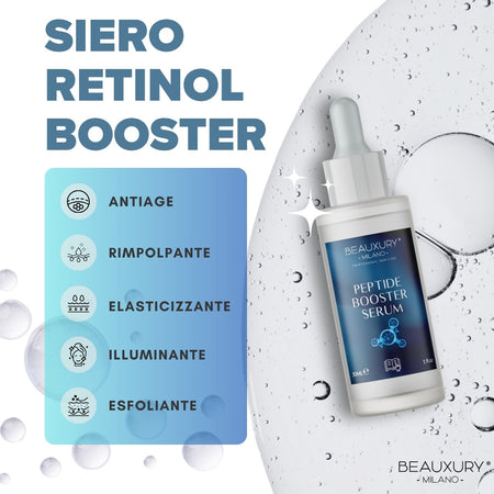 Kit Tris Booster Antiage Retinolo, Peptidi e Collagene - Rimpolpante e Rigenerante per Rughe e Segni d’Espressione - Beauxury Milano
