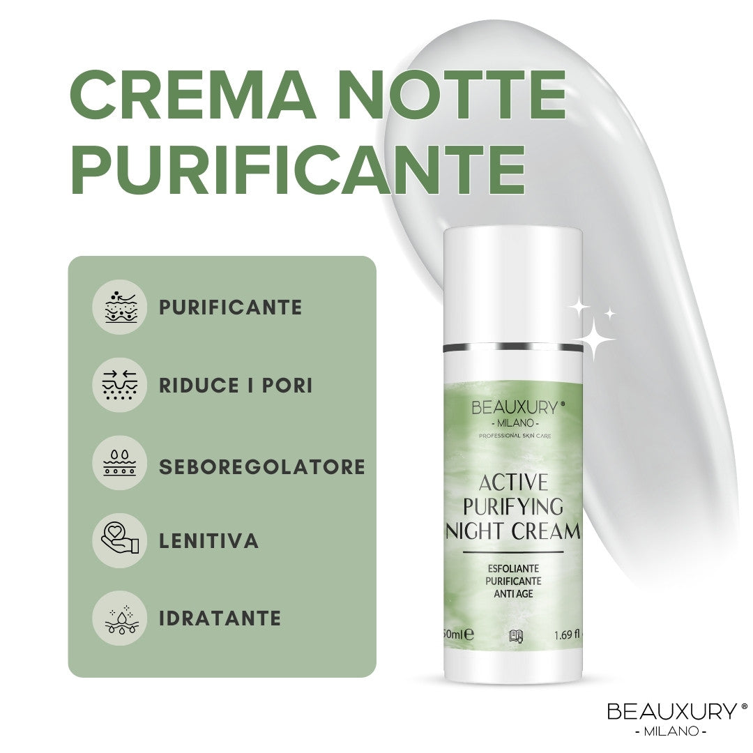 Tris Purificante Viso Beauxury Milano – Mousse, Siero e Crema per Pelli Grasse e Impure – Azione Detox, Opacizzante e Anti-Imperfezioni