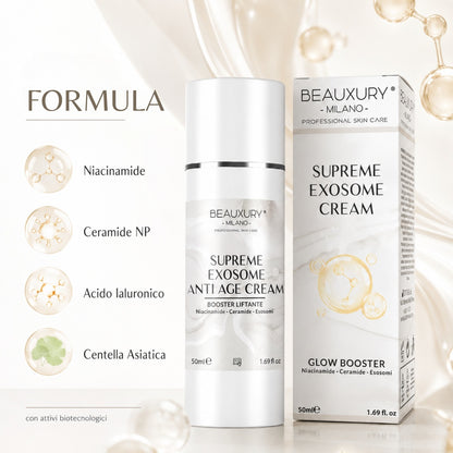 Crema Viso Antiage Booster Esosomi 50 ml – Niacinamide, Ceramidi, Acido Ialuronico e Centella per Pelle più Liscia, Compatta e Luminosa