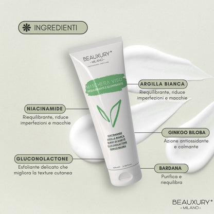 Kit Tris Purificante Viso Beauxury Milano – Mousse, Siero e Maschera per Pelli Grasse e Impure – Azione Detox, Opacizzante e Anti-Imperfezioni