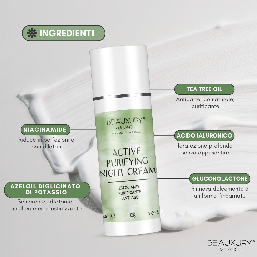 Tris Purificante Viso Beauxury Milano – Mousse, Siero e Crema per Pelli Grasse e Impure – Azione Detox, Opacizzante e Anti-Imperfezioni