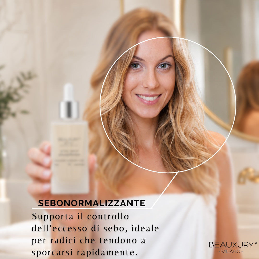 Siero Cute Sebonormalizzante 50 ml Beauxury Milano – Trattamento Leave-In per Cute Grassa con Niacinamide, Piroctone Olamine, Zinco e Tea Tree