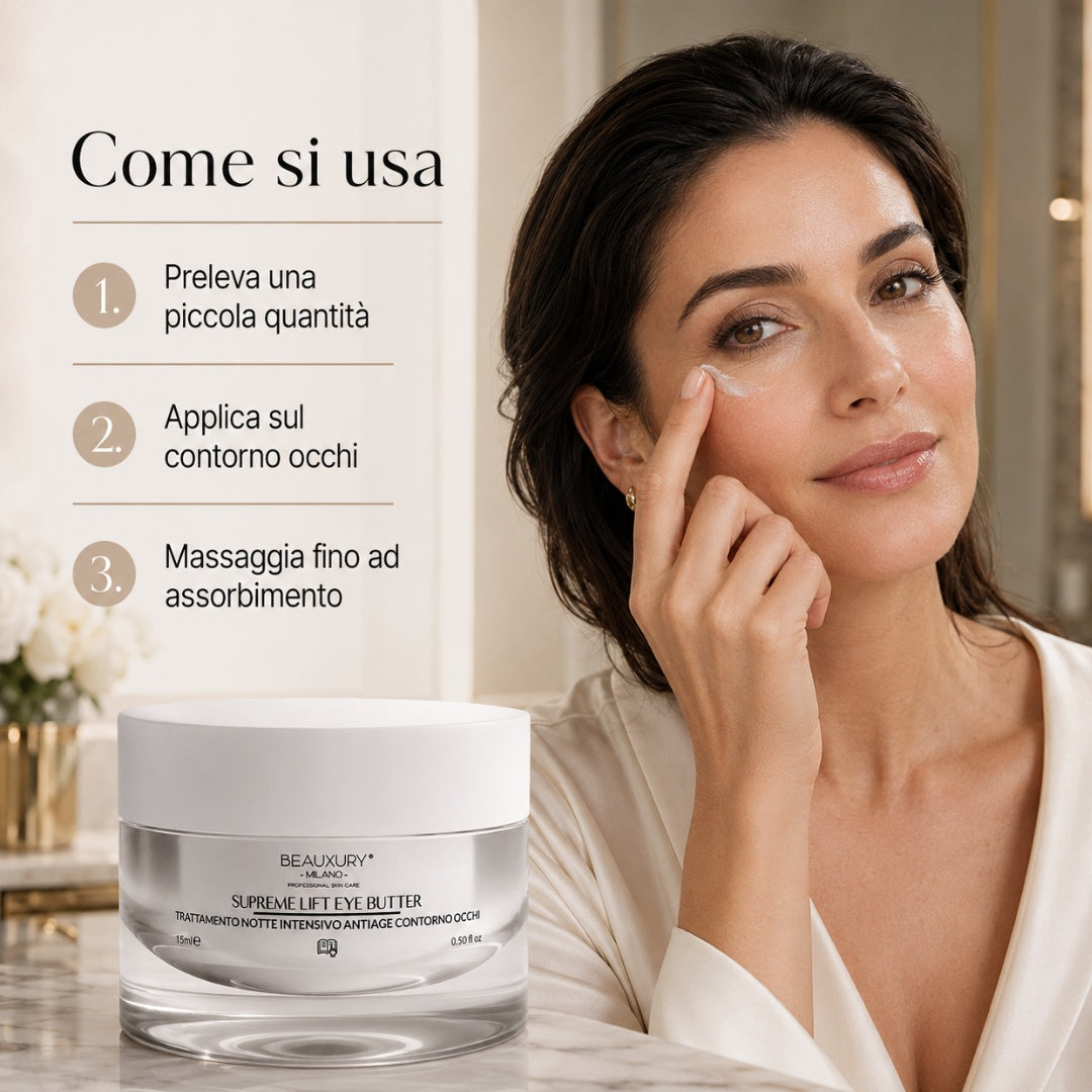 Burro Contorno Occhi Notte - Nutriente Glow Effect 15 ml con Burro di Ghee, Squalano e Karité