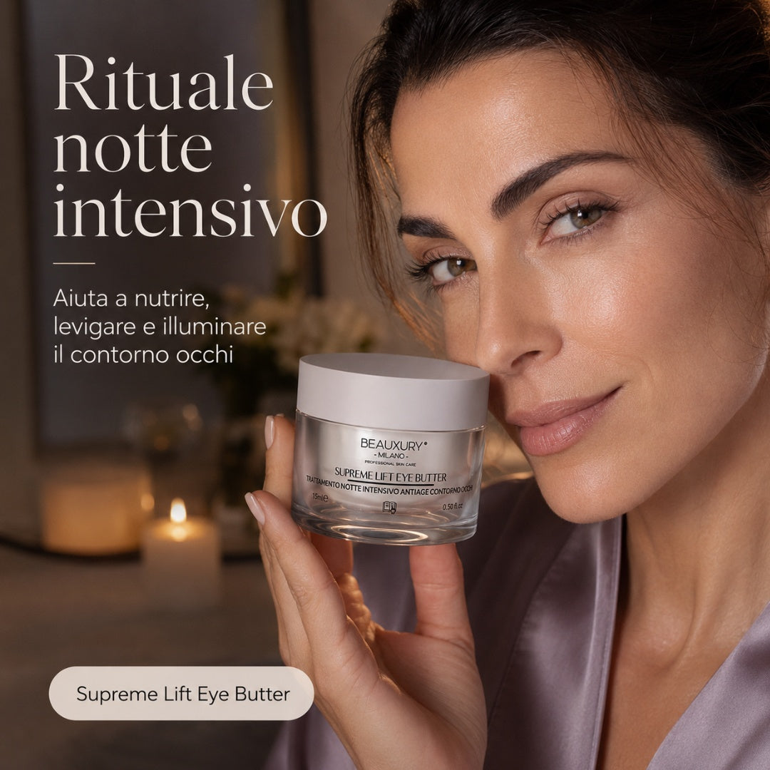 Burro Contorno Occhi Notte - Nutriente Glow Effect 15 ml con Burro di Ghee, Squalano e Karité