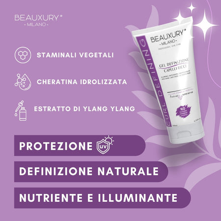 Gel Definizione Ricci 200 ML - Protezione UV, Illumina, Anticrespo - Cellule Staminali Vegetali, Cheratina