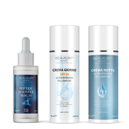 Kit Tris Booster Antiage Retinolo, Peptidi e Collagene - Rimpolpante e Rigenerante per Rughe e Segni d’Espressione - Beauxury Milano