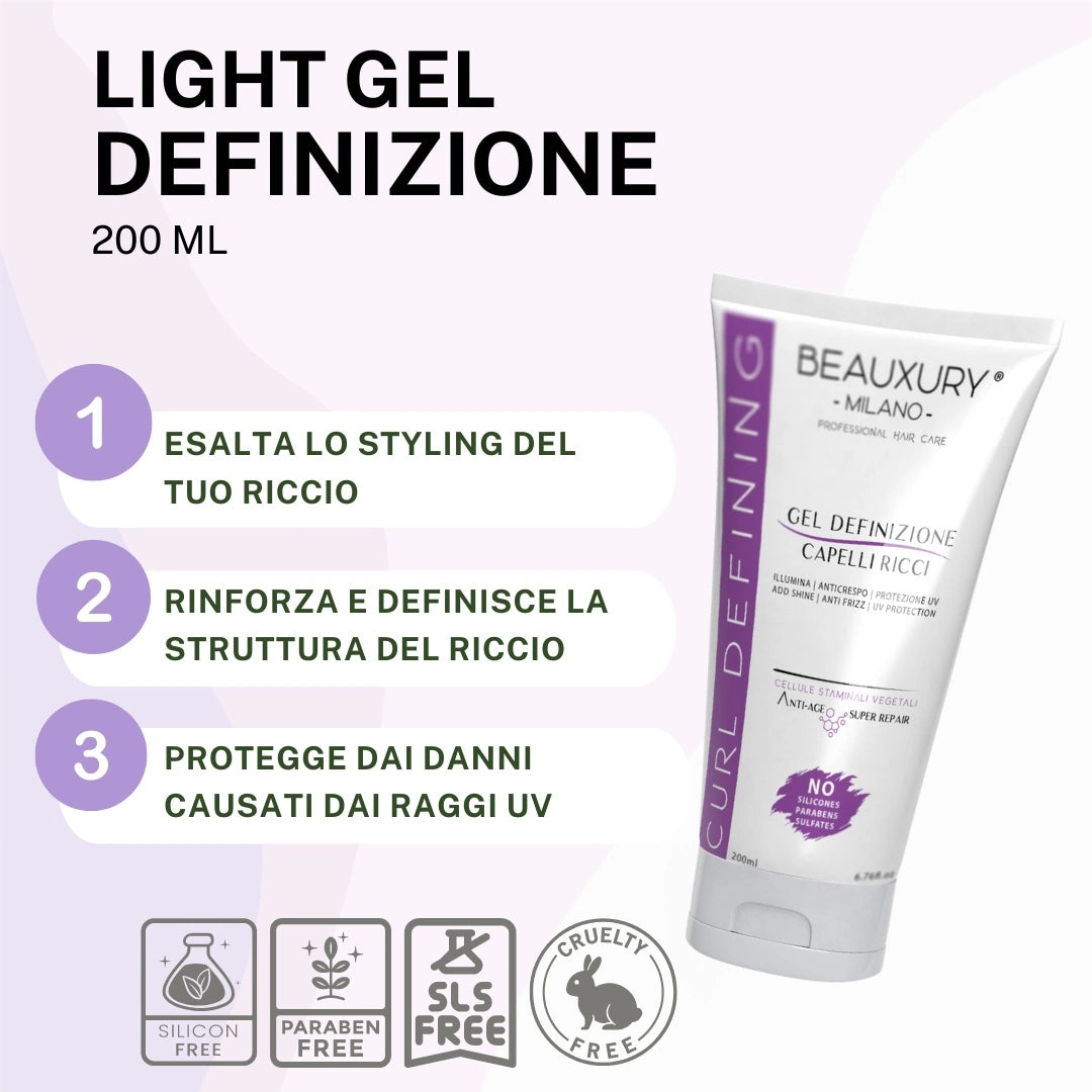 Kit Ricostruzione Ricci: Shampoo + Maschera + Curly Leave In + Gel Definizione + Setificante Shine Oil | ProVitaminComplex Bundle