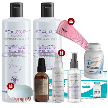 Trattamento Ricostruzione No Yellow con Filler Serum e Fiale Anticaduta Procapil 5% | Ricostruzione Intensiva | Bundle Kit Promozionale | Biotina | Pro Vitamin Complex