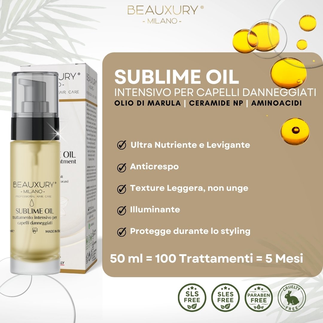 Kit Ricostruzione 500ML con Leave In e Sublime Oil per Capelli Danneggiati Lisci e Mossi | Pro Vitamin Complex Bundle