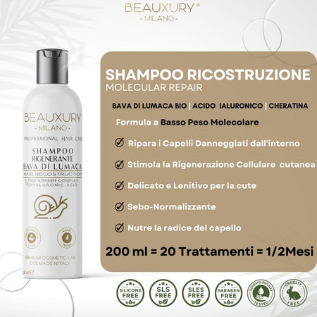 Mini Kit Ricostruzione 200 ML per Capelli Danneggiati Lisci e Mossi | Pro Vitamin Complex Bundle